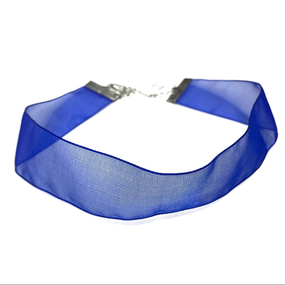 3/$30 Free People | Y2K Sheer Blue Ribbon Choker